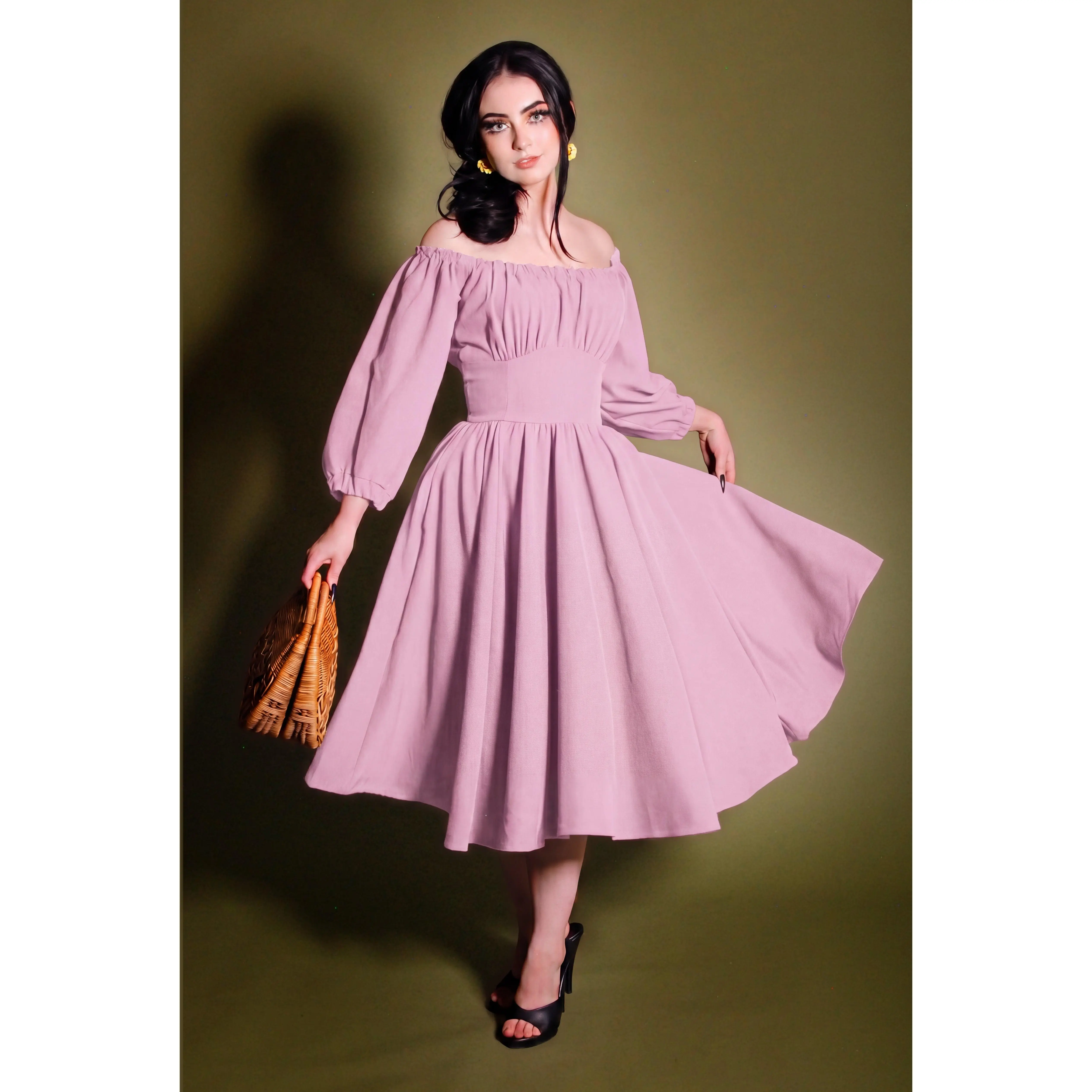 Marie-Therese Peasant Dress in Pinup Girl Pink
