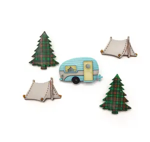 Camping Outdoor Tents Trees Camping Themed Buttons