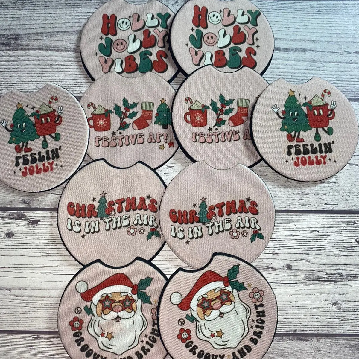 Christmas Neoprene Car Coasters