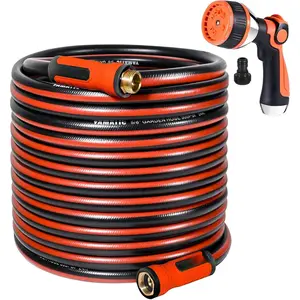 Garden Hose 100ft x 5/8in, Durable Water Hose with 10 Function Hose Nozzle, Swivel Handle, Kinkless, Leakproof, 3/4" Solid Brass Connections for Backyard Lawn  Wash