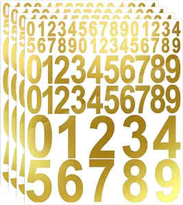 260 Pcs Vinyl Rective Mailbox Number Decals, 1&2&3 Inch, Waterproof Numbers Stickers Adhesive Stickers for Mailbox, Signs, Door, Cars, Trucks, Home, Business, Address(Gold)