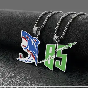 Fashion Jewelry Men Women Unisex Personalized Hip Hop Titanium Steel Necklace 85 Number Pendant Wang Yibo Same Style