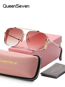 QueenSeven Unisex Trendy Full Frame Sunglasses Outdoor Adventure Rectangle Frame Polarized Sunglasses UV400