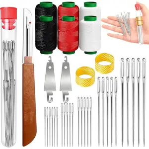 Portable 37PCS Stainless Steel Big Eye Sewing Needles Kit, Hand Sewing Punch Needle Repair Tools for Beginners & Daily Use