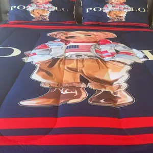 Bear Themed Comforter Set (Including 1 Quilt And 1-2 Pillowcases), Vintage Polo Teddy Bear Bedding, Suitable For Decorating Rooms And Bedrooms For Teenagers, Girls, And Boys