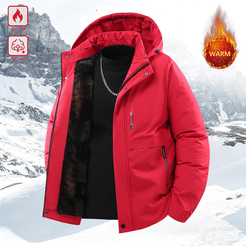 Men's Winter Windproof Waterproof Cotton Padded Parka – Thick Warm Coat; Features a Drawstring Hood and Full Zip Closure; Perfect for Everyday Commutes & Outdoor Hikes; Makes a Great Gift for Boyfriends or Husbands