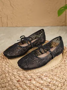 Women's French Lace Bow Mary Jane Flat Shoes, Elegant Dance Shoes, Comfortable and Stylish Footwear, Perfect for Special Occasions, Fashionable Flats