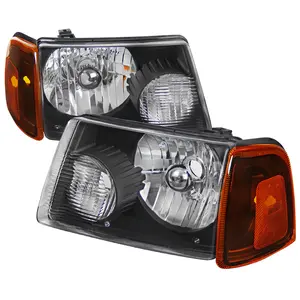 2001-2011 Ranger Factory Style Headlights w/ Amber Lens Corner Signal Lights (Matte Black Housing/Clear Lens)