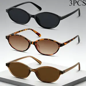 Retro Oval Sunglasses for Women – Y2K Small Cat Eye UV Protection Trendy Narrow Shades