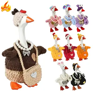 7 Inch Desk Goose Knitted Outfits With Necklace Accessories Desktop Goose Costume Clothes&Accessory for Magnetic Statue Perfect Halloween Gift Christmas Gift Homewarming Gift