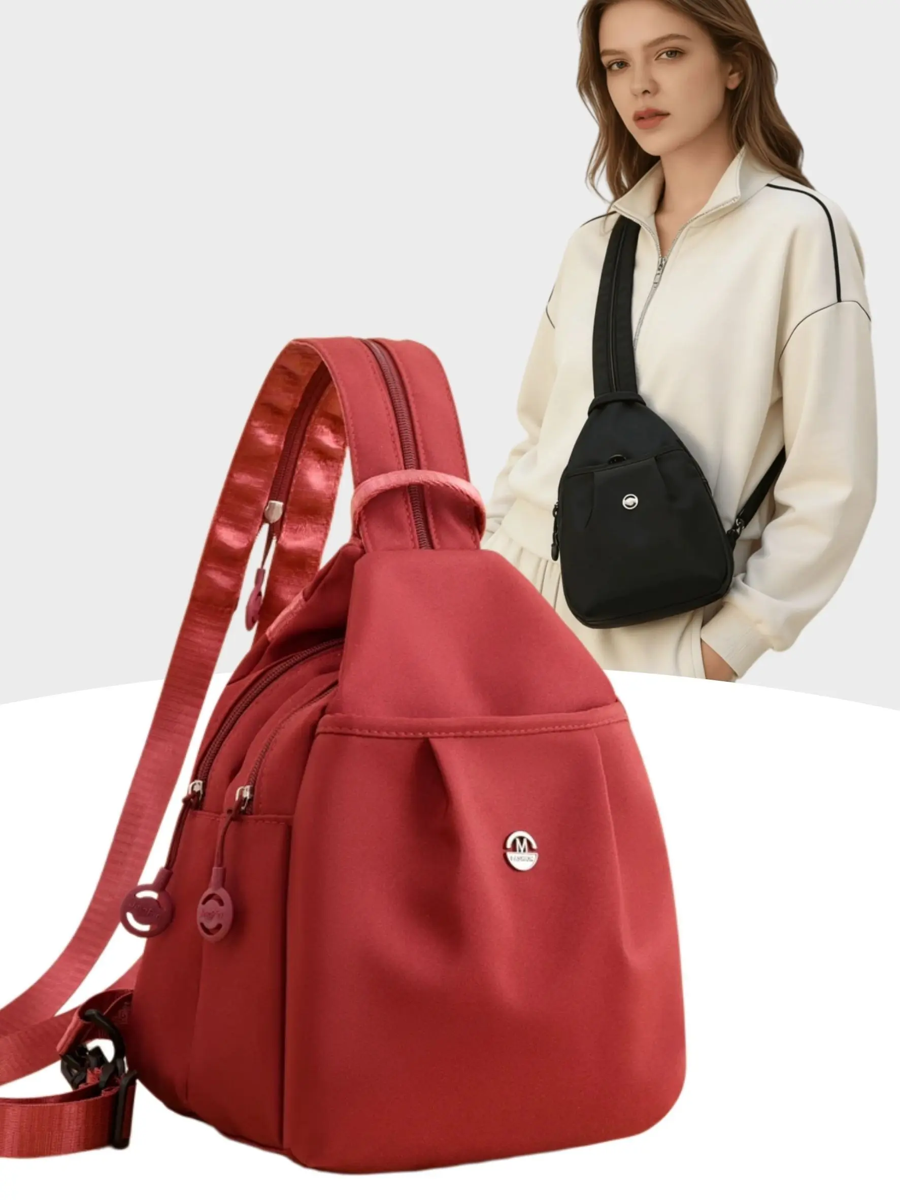 Women's Multifunctional 3-in-1 Convertible Bag - Small Backpack, Sling Stylish Crossbody Shoulder Bag & Chest Fanny Pack, Lightweight Nylon Fashion Purses for Travel, Hiking, Festivals, Gift for Her, Fashionable Unique Bags, Casual Bags