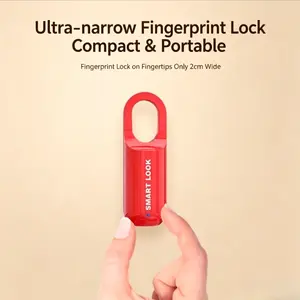 Mini Smart Fingerprint Lock - Ultra Narrow 2cm Wide, Fast 0.3s Recognition, Rechargeable Padlock for Luggage, Backpack & Gym