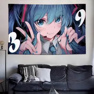 Japanese Hatsune Miku Miku Hanging Cloth Background Cloth Bedroom Room Anime Transformation Girl Heart Wall Wall Cloth valentine's gift for bfwall decor flags