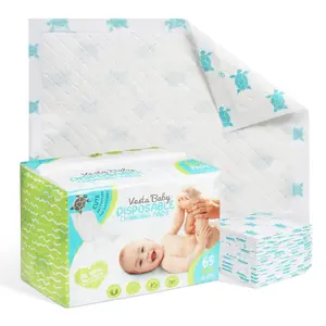 Vesta Baby Disposable Changing Pads - 65 Count, Soft Quilted Surface, Waterproof Backing, Portable & Travel-Friendly, Turquoise Sea Turtle Pattern, Perfect for Car Seats & Public Tables