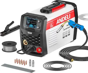 ANDELI MIG Welder, 200Apm 110V/220V Dual Voltage MIG Welder GAS MIG/FLUX MIG/Lift Tig/Stick 4-In-1 Multiprocess Aluminum MIG Welder, Gas Gasless MIG Welding Machine MIG-270PLUS