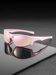 Men's Cyberpunk Retro Fashion Glasses, Wraparound Style, Casual Daily Wear, Party Music Festival, Plain Pattern, PC Frame Material