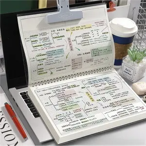 B5 Top Flip Spiral Bound Study Notebook, 60 Sheets Grid and Ruled Sectioned Pages with Title, Content and Notes Areas, Thick No Bleed Paper Writing Pad for Class Notes, Study Planning and Exam Prep, Back to School Supplies for Students, College Use