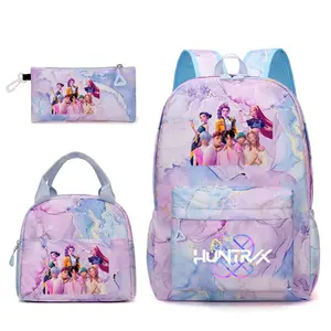 KPOP Printed Cartoon Student Backpack Three-Piece Set