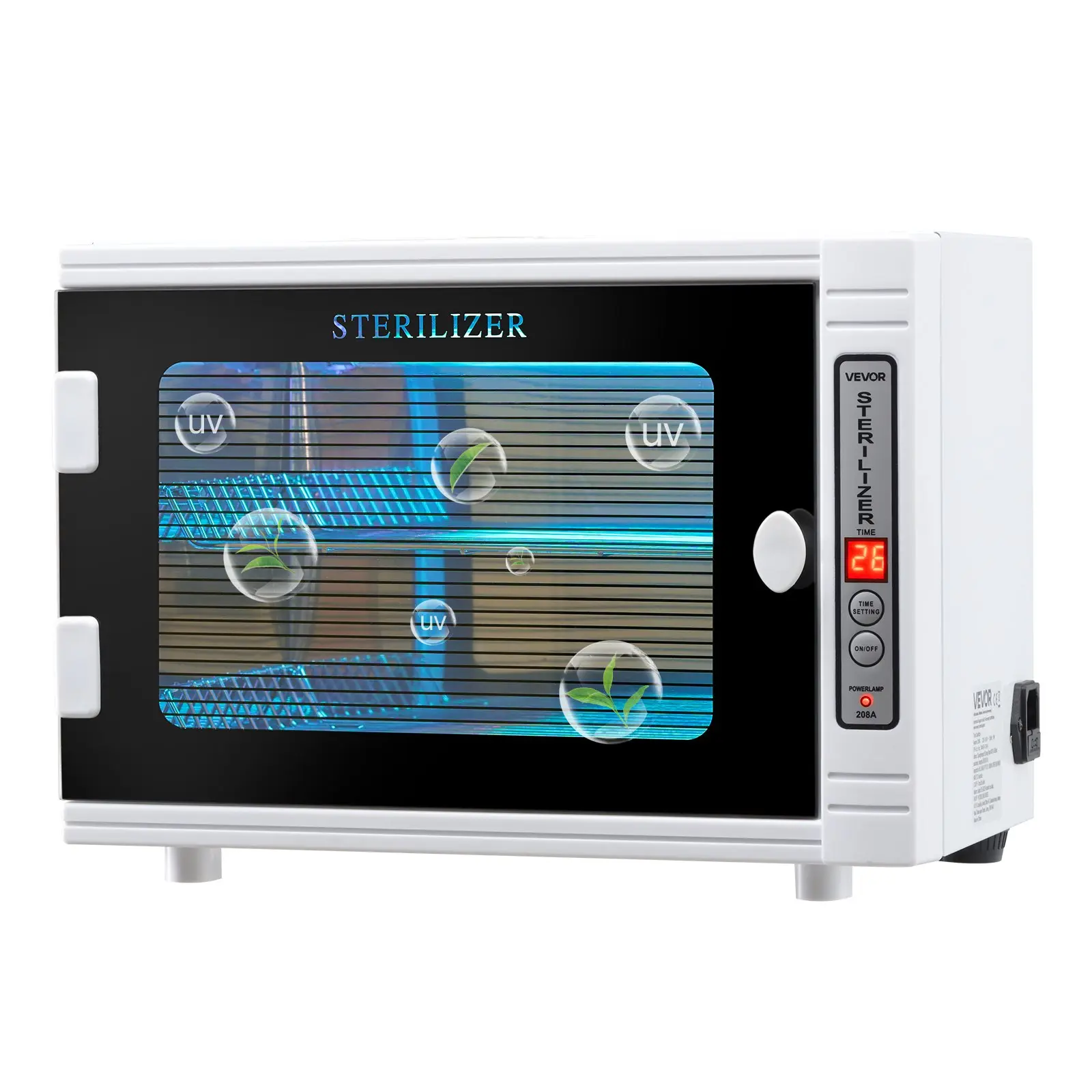 【Summerfinds】VEVOR 12L Carbon Steel Nail Tool Ultraviolet Sterilizer - 185nm Wavelength, 5W 208a Efficient Cleaner with Dual-Layer Design, Timer, Durable Tempered Glass Door, Automatic Closing, 13.39" Wide, 13.39x8.66x10.04in for Beauty Salons