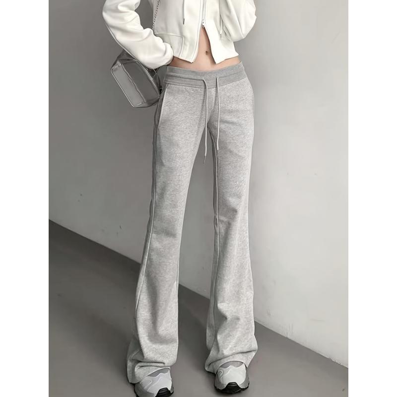 Drawstring Flare Leg Pants, Casual Forbidden Pants For Spring & Summer, Women's Clothing