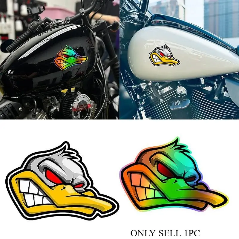 1PC Contrast Fierce-Cute Duck Logo Decoration Sticker Decal, Decorative Stickers, Stick on items or personalized cultural peripherals, creating a cool-cute mixed atmosphere