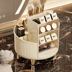 360° Rotating Makeup Brush Holder, Desktop Organizer Box, Cosmetic Storage for Vanity, Bathroom Shelf, Essential Beauty Accessory