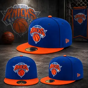 New Era Unisex New York Knicks 2T NBA TEAM-BASIC Royal-Orange Fitted Hat - Collectible Sports Headwear for Baseball, Urban Fashion Enthusiasts