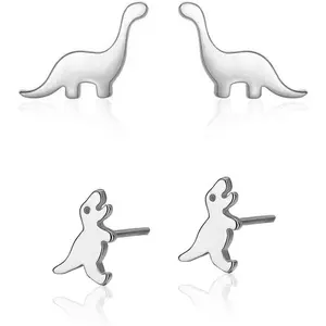 Tiny Dinosaur Stud Earrings for Women 2 Pairs 1Pair Gold Silver Minimalist Dinosaur Earrings