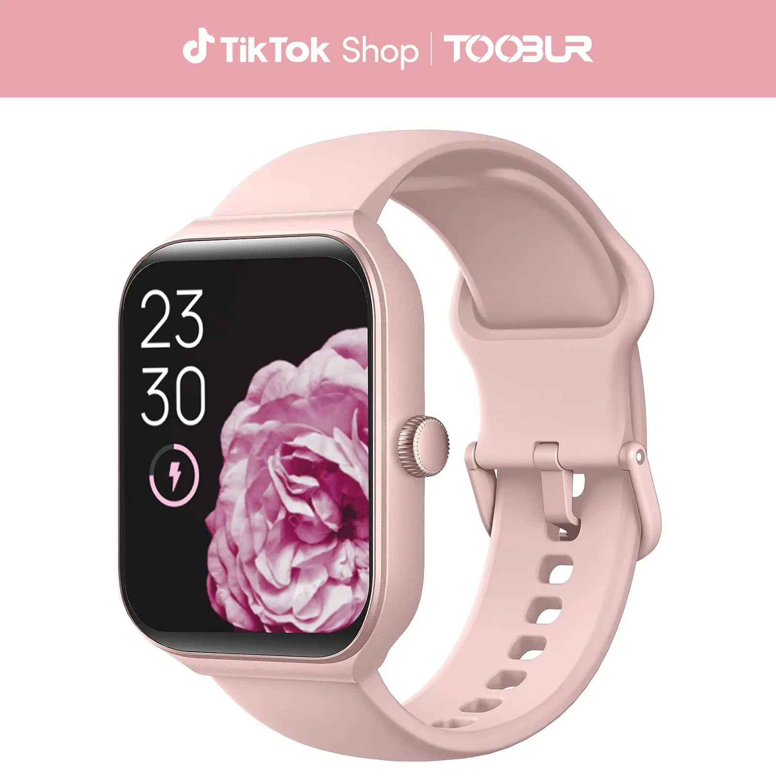 TOOBUR 1.95" LCD Screen Wrist Watch - Electronic Watch, Bluetooth Calling, Smart Voice Assistant, Sleep Tracking, IP68 Waterproof, Step & Calorie Tracker, 100 Sports Modes, Music Player, Silicone Wearable Tech for Men, iOS Android Compatible