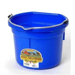 212 MAIN Flat Back Plastic Bucket - Blue, 8 Qt, Impact-Resist, Wall-Mountable for Sheep, Model P8FBBLUE