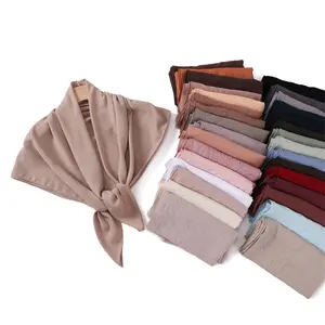Ramadan Plain Square 90Cm Viscose Hijab Scarf Women Solid Muslim Headscarf Wrap Shawls Musulman Headband Islamic Turban Sjaal