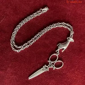 Women's Punk Vintage Silver‑Tone Large Scissors Pendant Necklace Gothic Witch‑Style Trendy Fashion Jewelry For Daily Wear