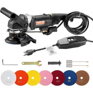 VEVOR Wet Polisher 800W, 4 Concrete Grinder with 6 Variable Speed and 7 Polishing Kits, Wet Grinder Machine for Marble, Granite, Stone, Rock, Tile, Equipped with a GFCI Switch, (700-3000 RPM)VEVOR Super Brand Day