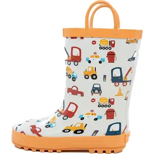 X-SOK27  Kids Rain Boots - Toddler Waterproof Rubber Kids Rain Boots for Girls and Boys with Fun Patterns and Easy-On Handles
