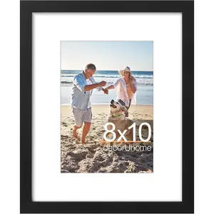 8x10 Picture Frame, Display Pictures 5x7 with Mat or 8x10 without Mat, Wall & Tabletop Display Photo Frame, Black, 1 Pack