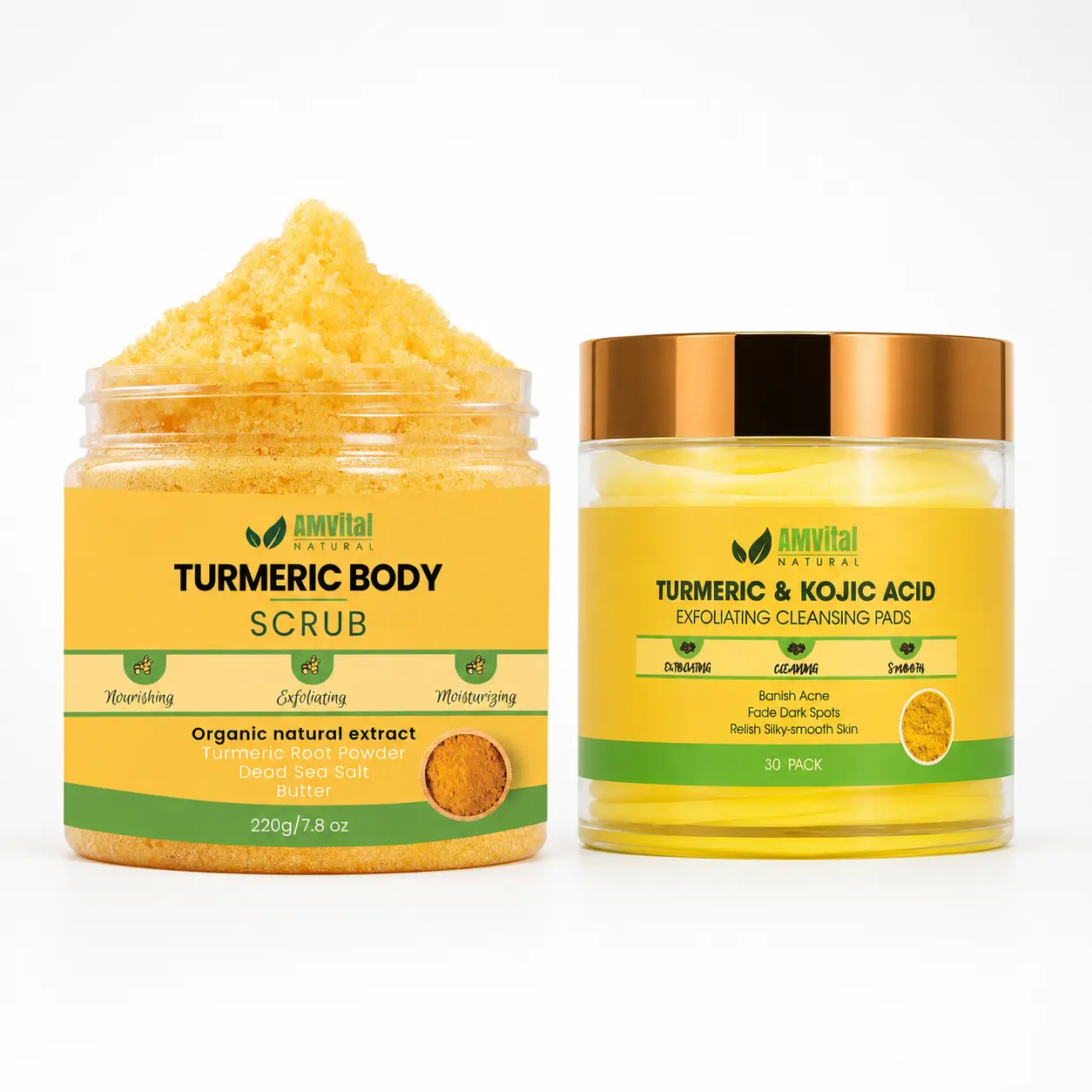 AMVital Turmeric Body Scrub & Cleansing Pads Set