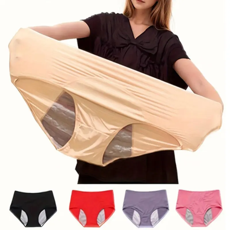 【Plus Size】 Solid Color Panty, Soft Comfy Breathable Knicker for Daily Wear, Women's Underwear for All Seasons, Breathable Panties