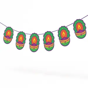 Diwali Lantern Paper Garland Banner, 12-Ft