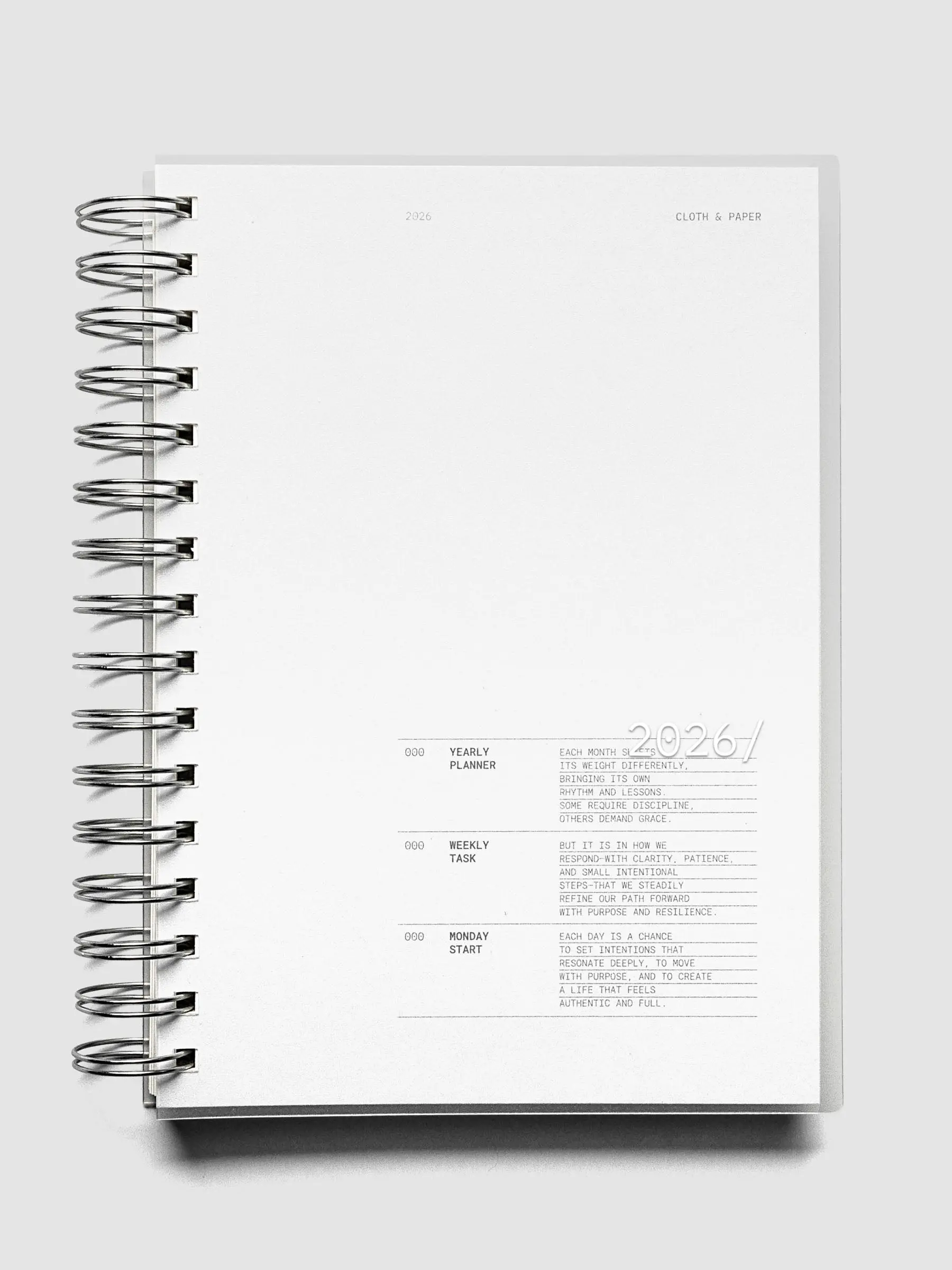 2026 Weekly Task Notebook | Monday Start | A5 Spiral