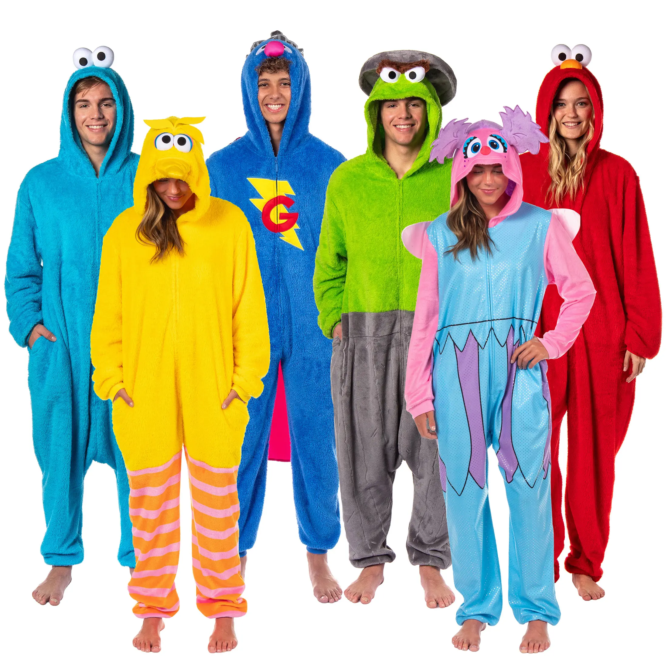 Sesame Street Character Union Suit Kigurumi Hooded One Piece Footless Fleece Pajama Sesame Street Character Union Suit Kigurumi Hooded One Piece Footless Fleece Pajama