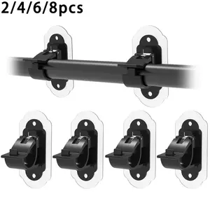 No Drill Curtain Rod Brackets， No Drill Needed Curtain Rod Holders, Adhesive Wall Curtain Rod Holder，Multipurpose Nail Free Stick on Curtain Rod Hooks Self Adhesive Rod Holder Hooks