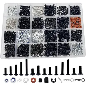 Swiilpo 1000 count RC Screw Kit,RC Screws for Traxxas Arrma Axial Redcat HPS SCX10 1/8 1/10 1/12 1/16 Scale RC   Crawler, Screws Assortment Set, Hardware Fasteners (1000pcs RC Screw Kit)Quesear