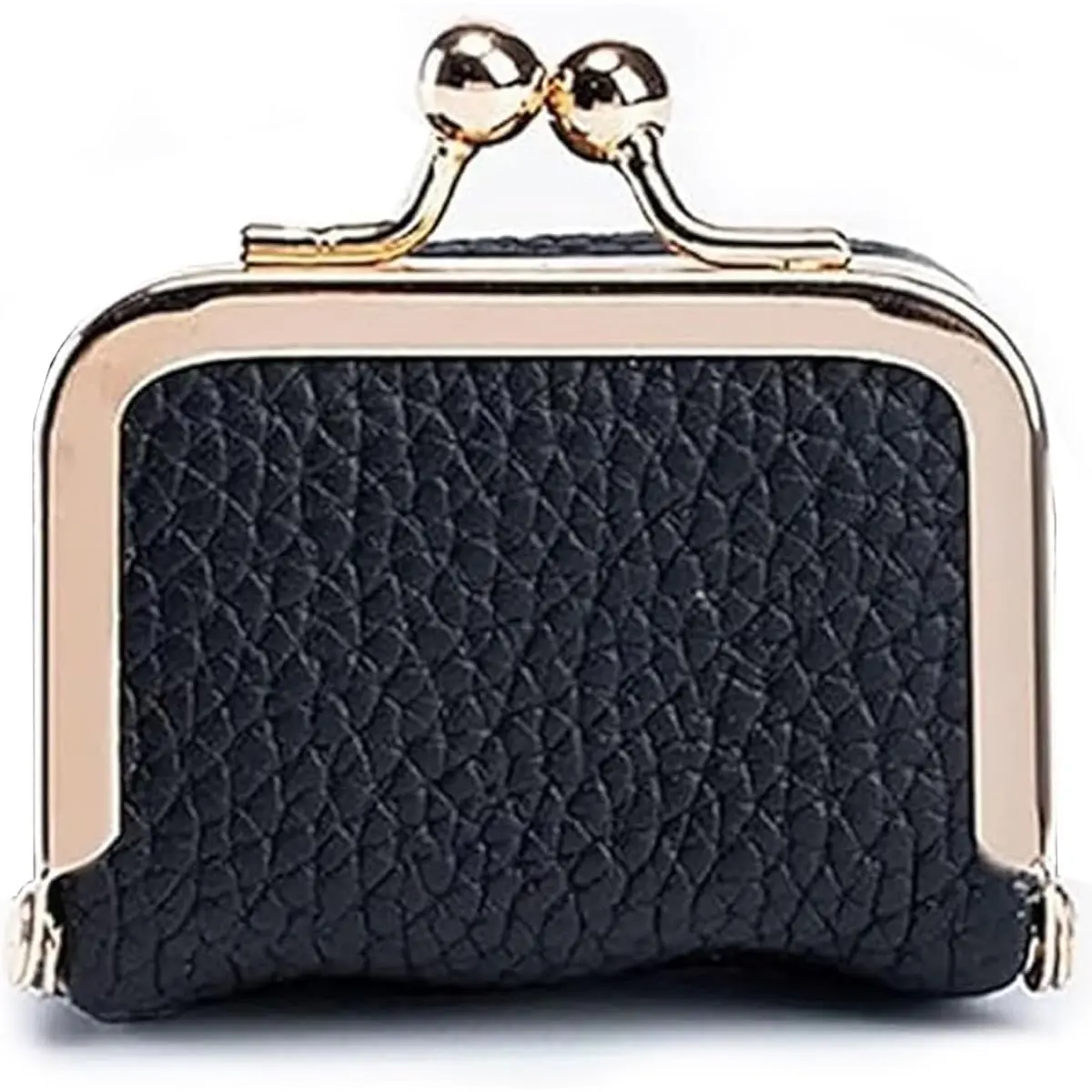 Genuine Leather Mini Jewelry Box, Portable Vintage-Inspired Genuine Leather Coin Purse Jewelry Case with Kiss Lock, Mini Travel Ring Box for Women for Earring/Ring/Necklace/Bracelet