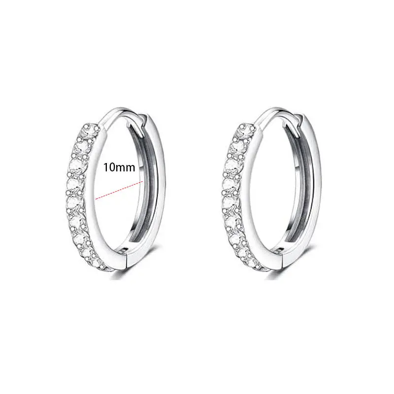 Silver 10mm white zirconium pair