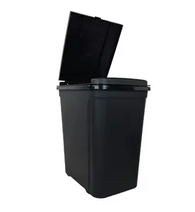 Black Plastic Kitchen Trash Bin with Touch Top Lid 7.6 Gallon Capacity Easy Clean Space Saving Design for Efficient Waste Management
