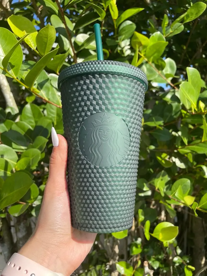 Starbucks 2022  Soft Touch Dark Green Studded Tumbler Bundle