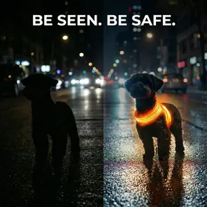 LED Dog Harness - USB Rechargeable Light Up Reflective No Pull Vest for Night Walking, High Visibility Safety Harness for Small/Medium Dogs