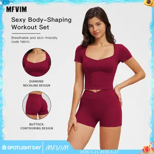 MFVIM Sporty Two-Piece Set Women's Plain Crop Cami Top & Flare Leg Pants Sports Set, Sporty Casual Comfy Breathable Two-Piece Outfits for Yoga Gym Workout Running Gym Workout Clothes