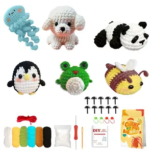 Beginner DIY Crochet Kit with 6 Cute Animal Figures, Easy-To-Learn, Perfect Gift, Stress Relief, Includes Video Tutorial
