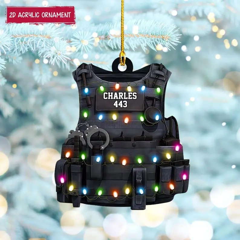 Personalized Police Ornament: Custom Name Law Enforcement Christmas Decoration